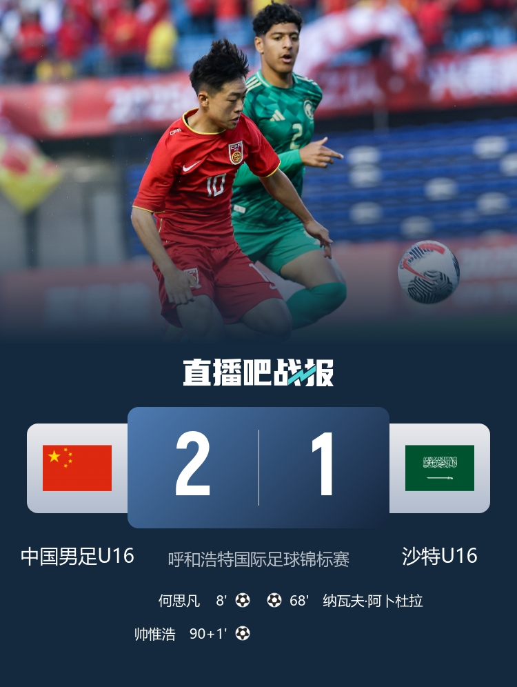 U16國(guó)足補(bǔ)時(shí)絕殺沙特 何思凡帥惟浩建功 U16國(guó)足補(bǔ)時(shí)絕殺沙特 何思凡帥惟浩建功