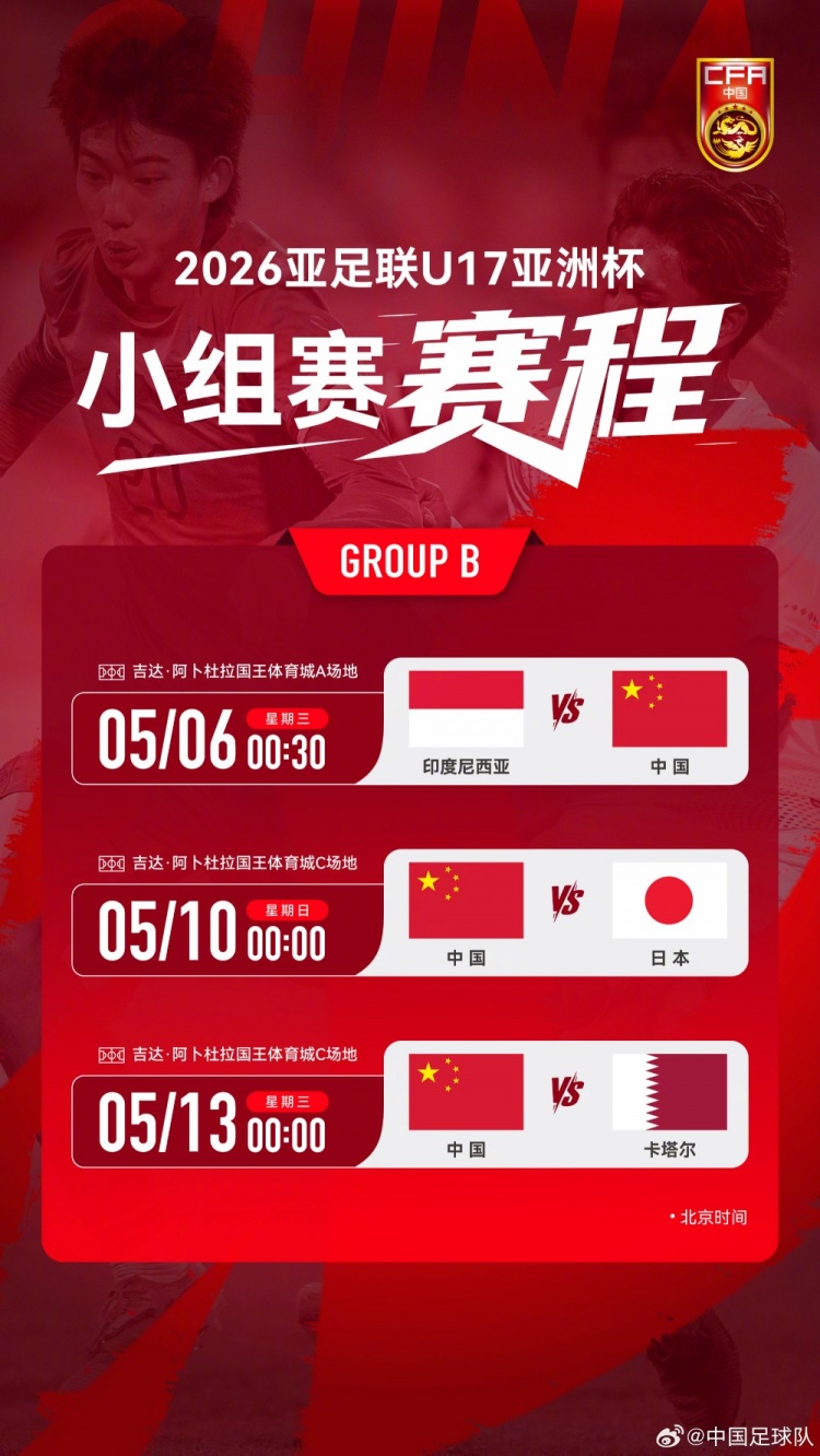 U17亞洲杯：中國小將首戰(zhàn)印尼，艾比布拉領(lǐng)銜攻擊線